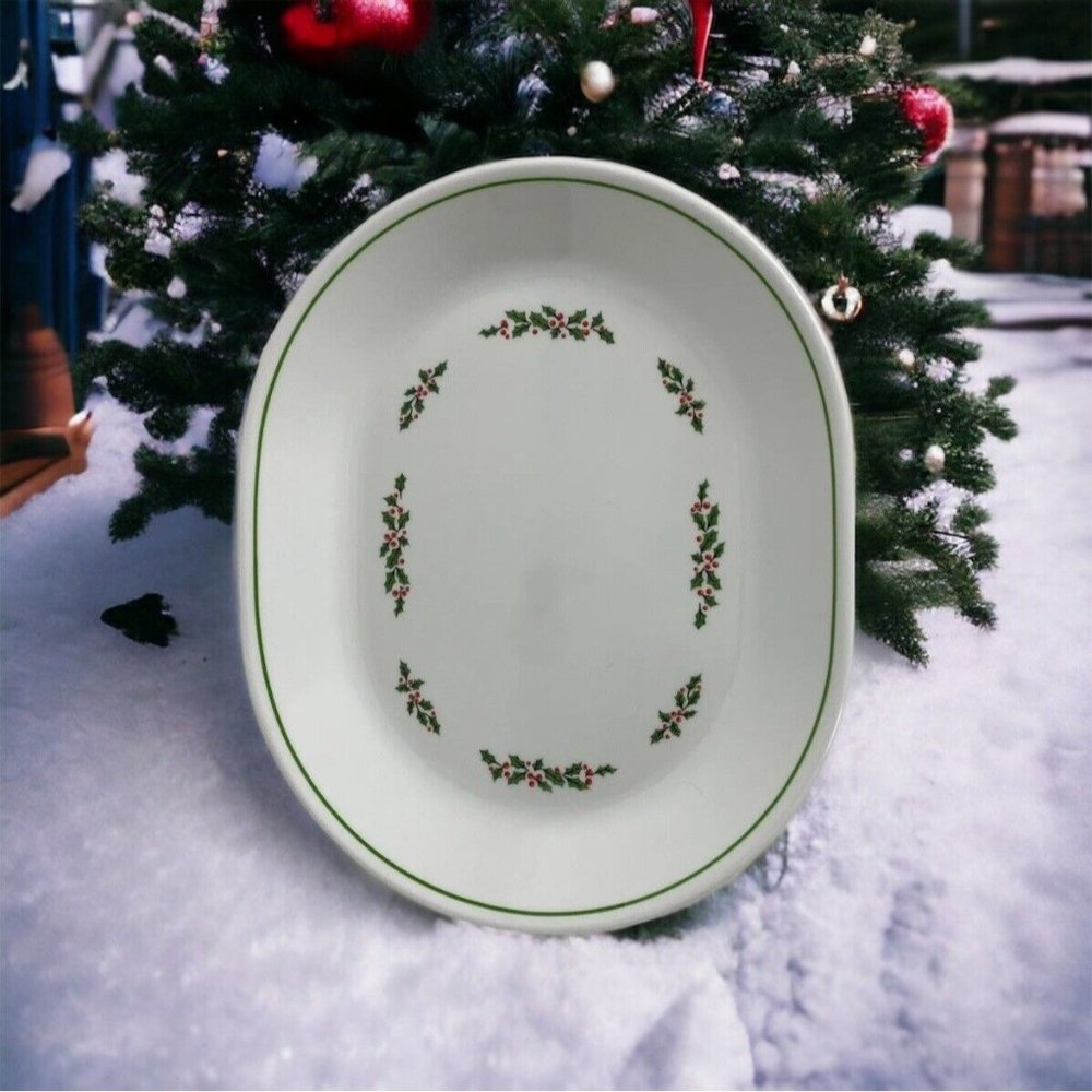 Corelle Vintage Holly Days Serving Platter 12.25” x 10" Oval Replacement Holiday